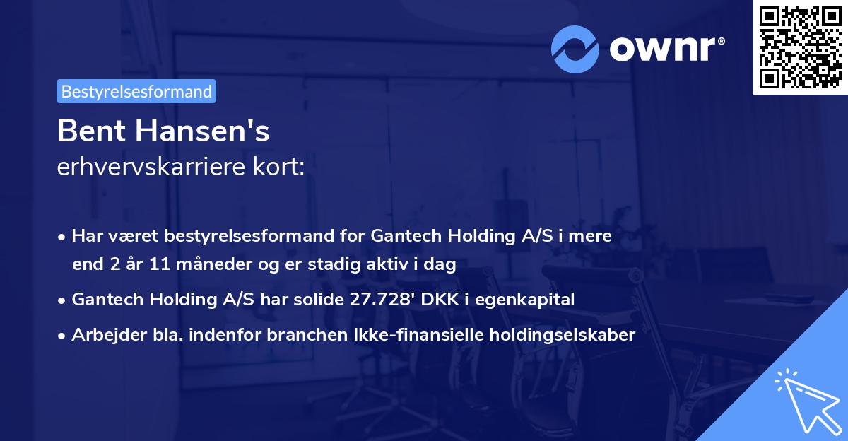 Bent Hansen's erhvervskarriere kort