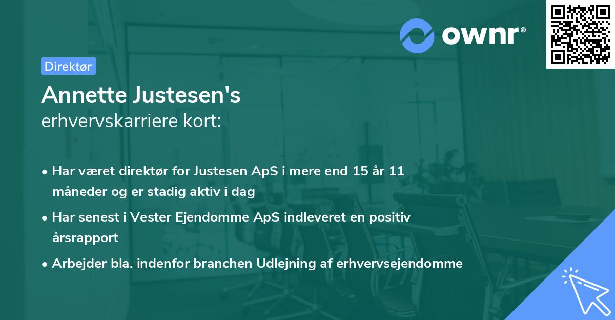 Annette Justesen's erhvervskarriere kort