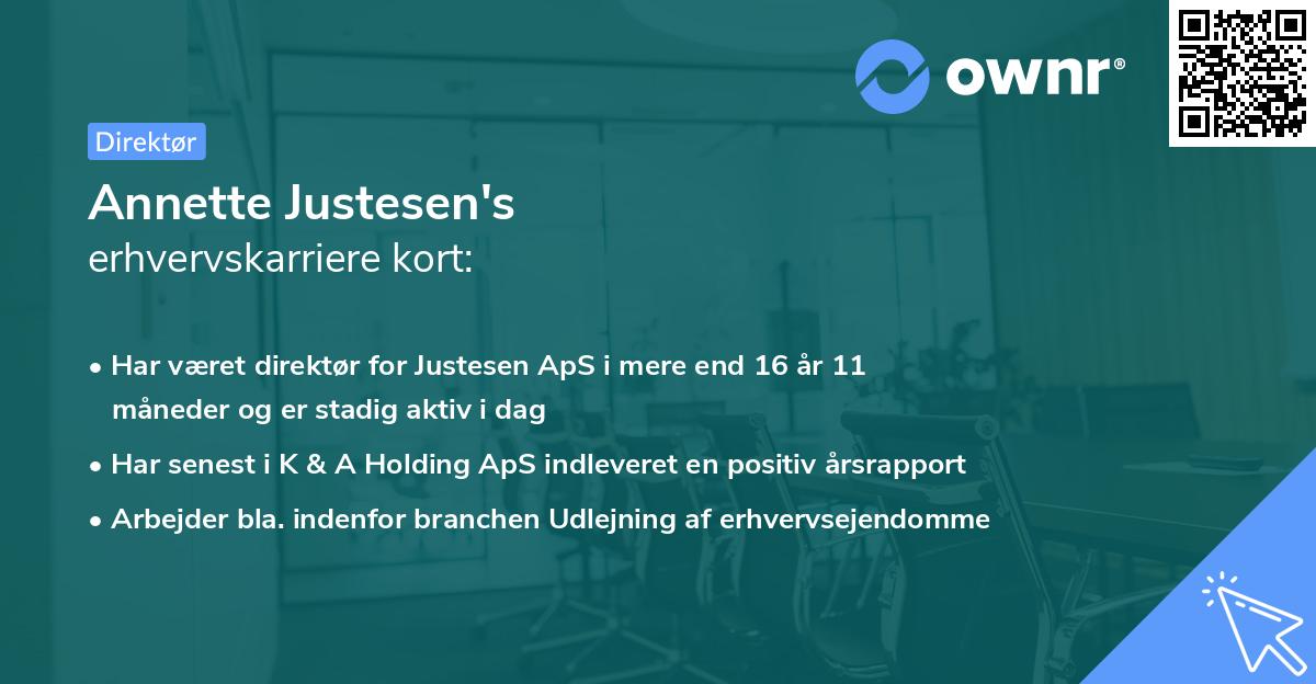 Annette Justesen's erhvervskarriere kort