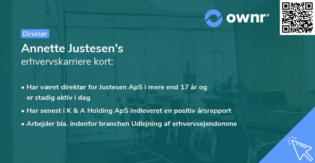 Annette Justesen's erhvervskarriere kort