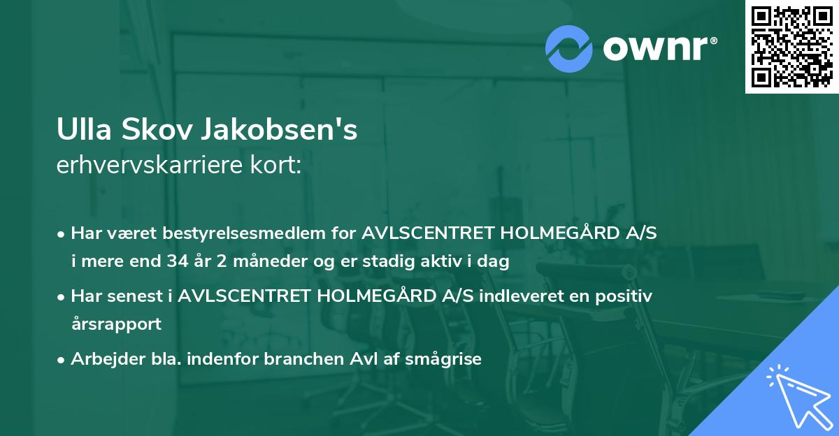 Ulla Skov Jakobsen's erhvervskarriere kort