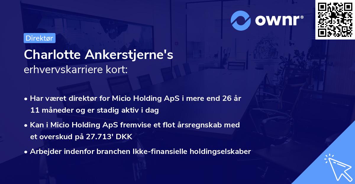 Charlotte Ankerstjerne's erhvervskarriere kort