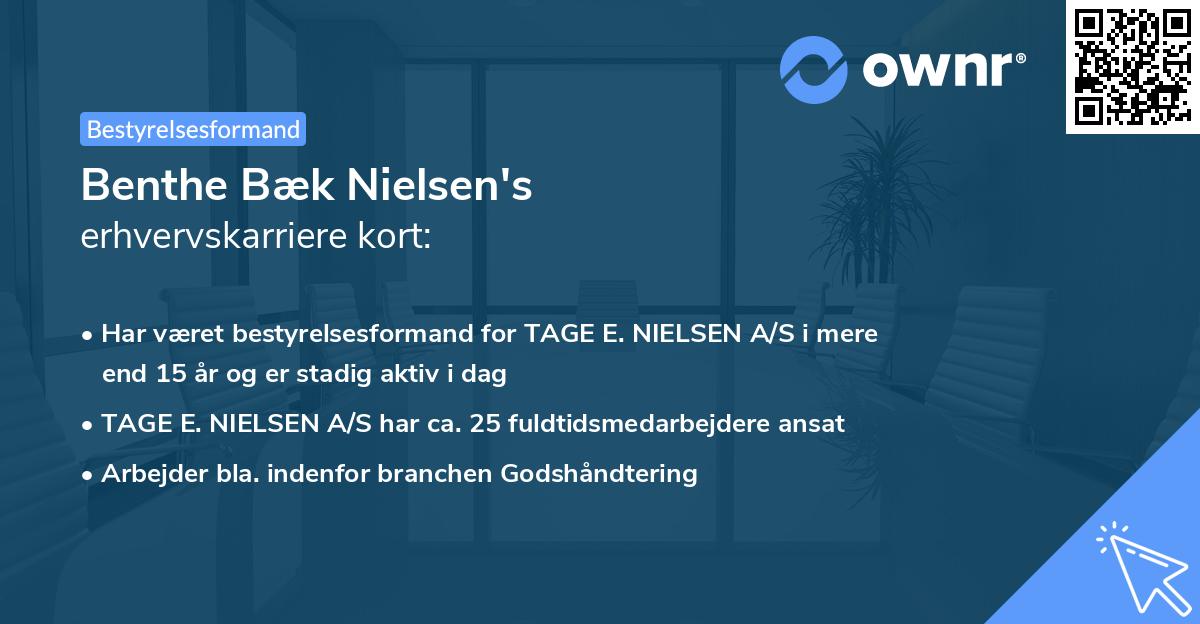 Benthe Bæk Nielsen's erhvervskarriere kort