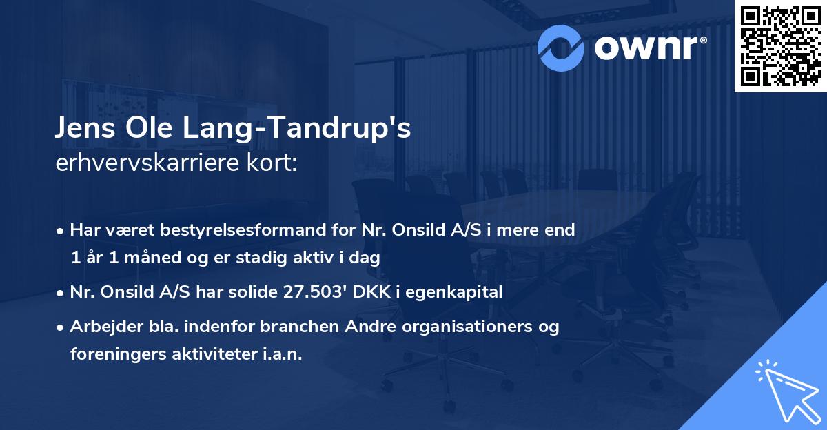Jens Ole Lang-Tandrup's erhvervskarriere kort