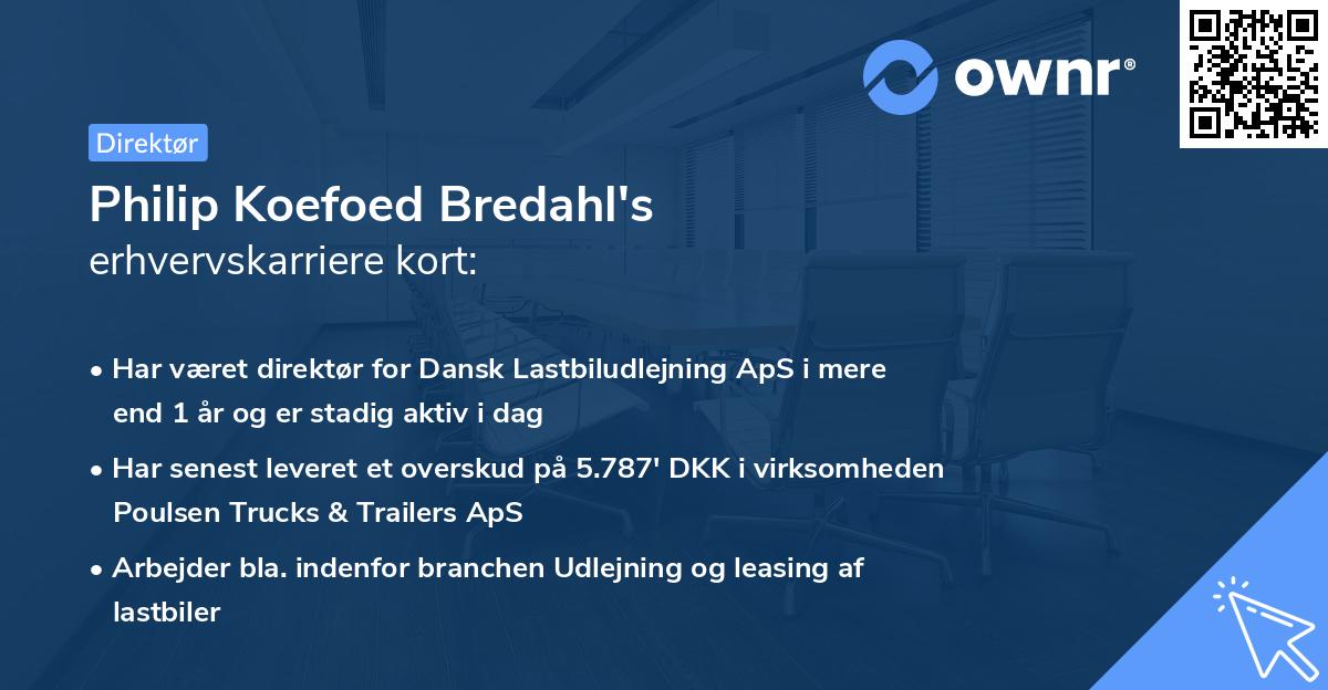 Philip Koefoed Bredahl's erhvervskarriere kort