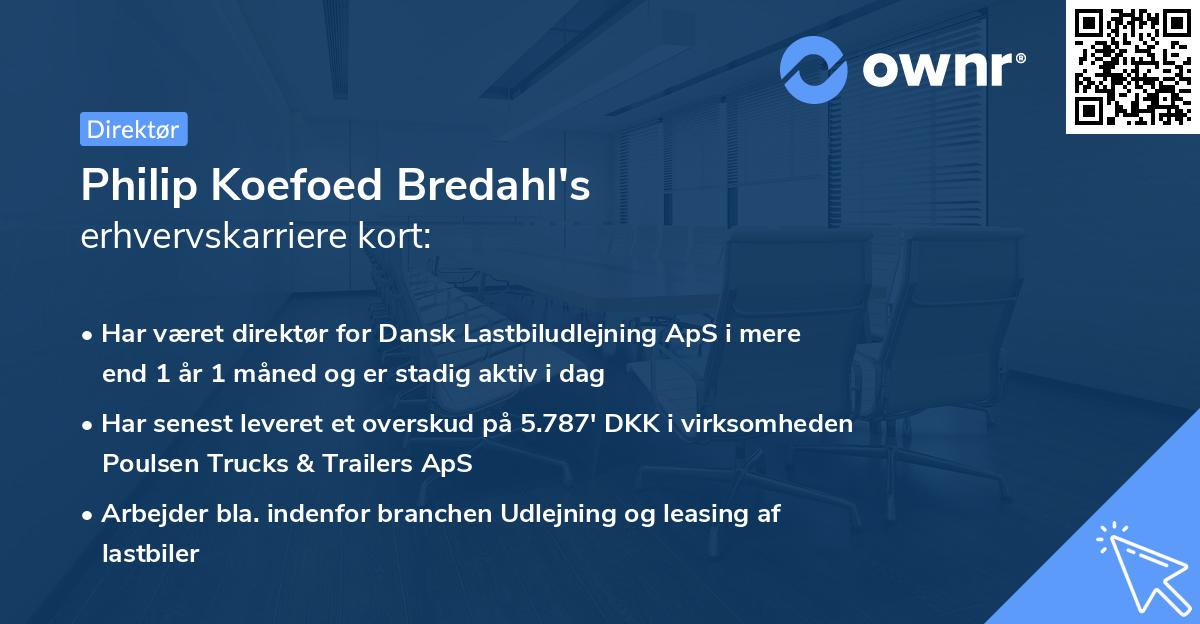 Philip Koefoed Bredahl's erhvervskarriere kort