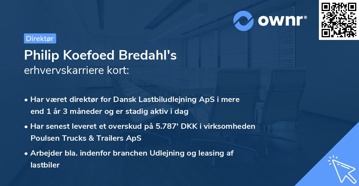 Philip Koefoed Bredahl's erhvervskarriere kort