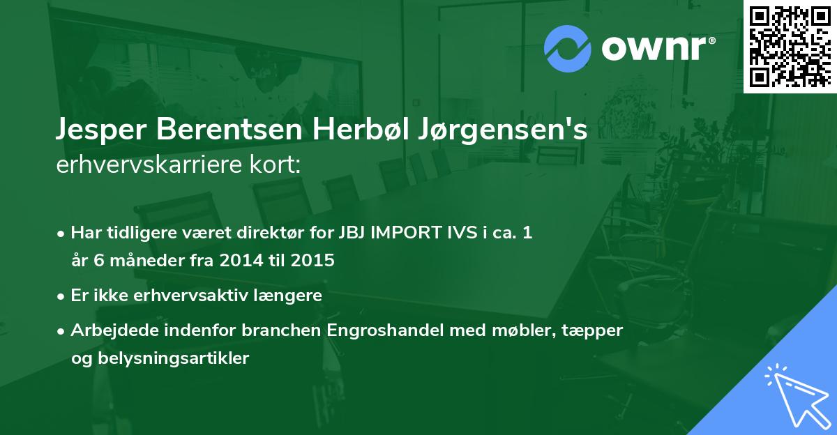 Jesper Berentsen Herbøl Jørgensen's erhvervskarriere kort