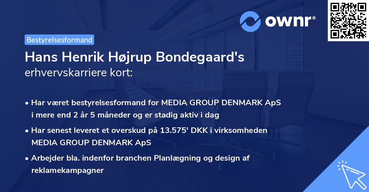 Hans Henrik Højrup Bondegaard's erhvervskarriere kort