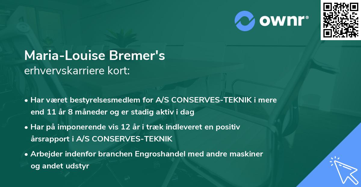 Maria-Louise Bremer's erhvervskarriere kort
