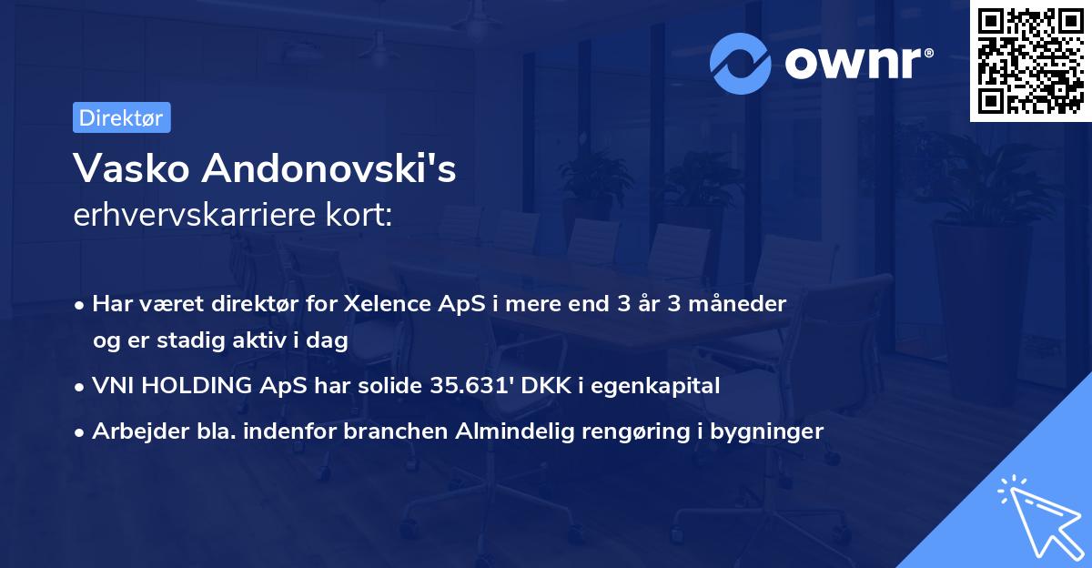 Vasko Andonovski's erhvervskarriere kort