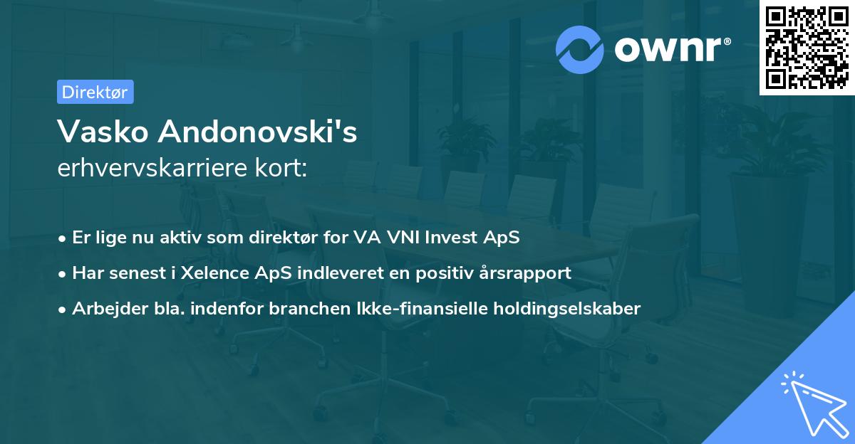 Vasko Andonovski's erhvervskarriere kort