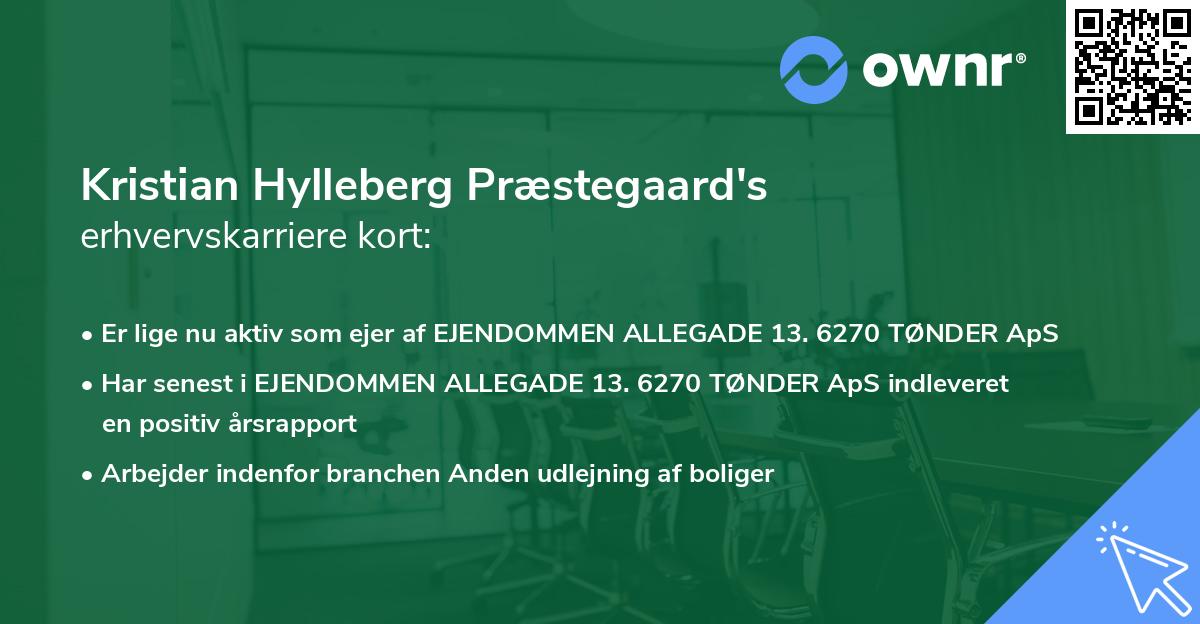 Kristian Hylleberg Præstegaard's erhvervskarriere kort