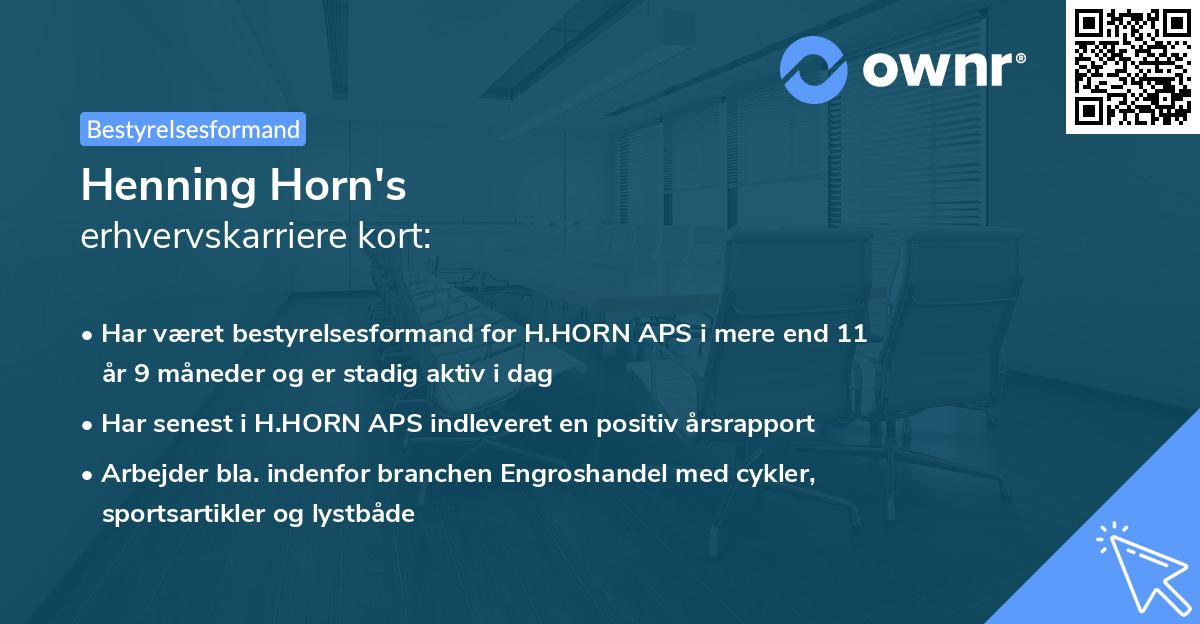 Henning Horn's erhvervskarriere kort