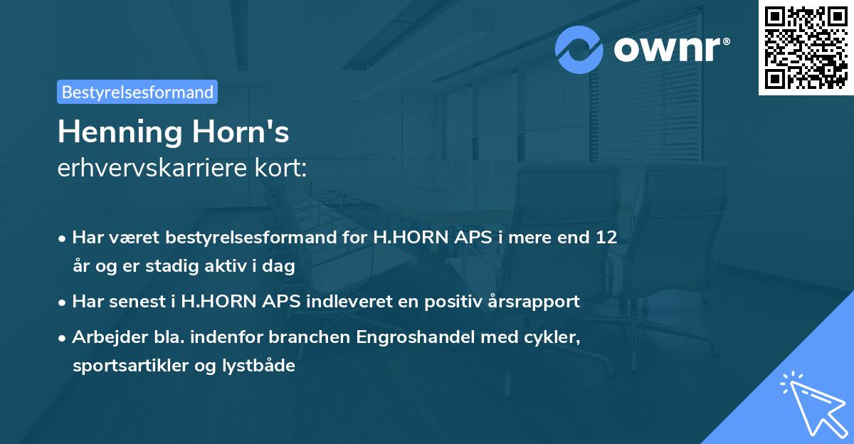 Henning Horn's erhvervskarriere kort