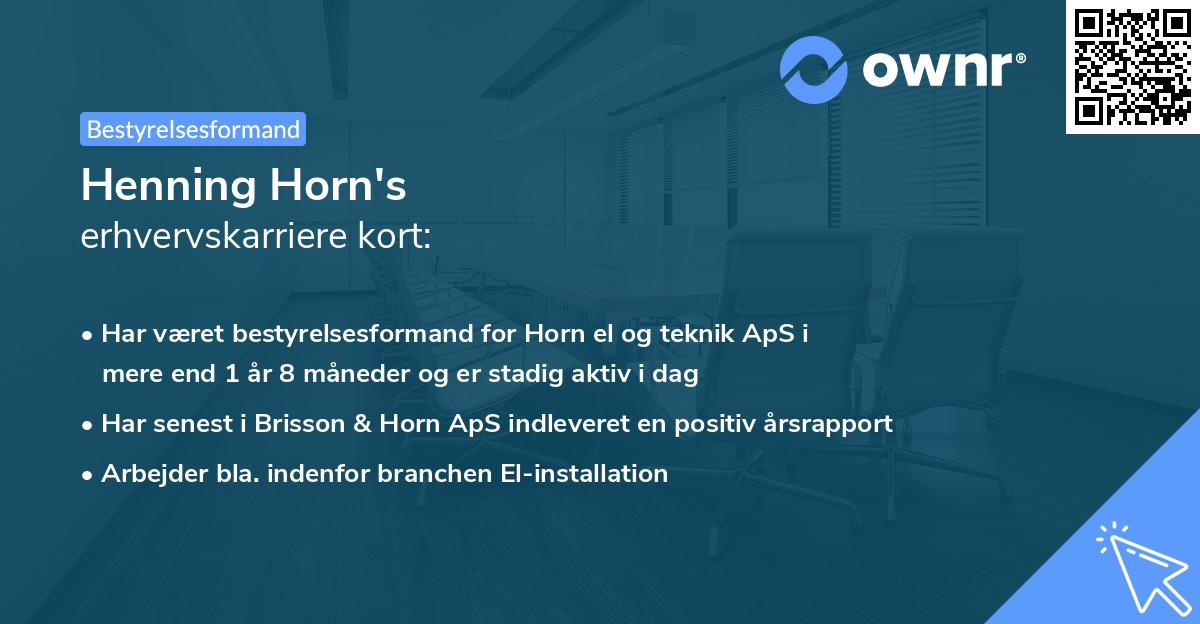 Henning Horn's erhvervskarriere kort
