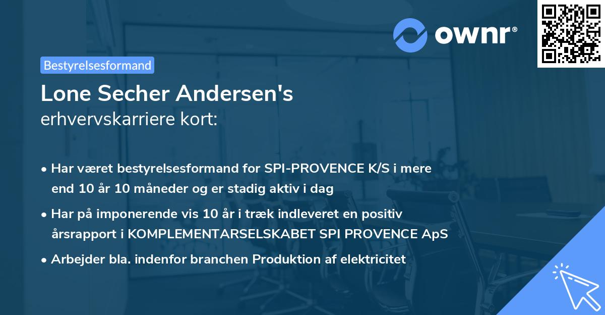 Lone Secher Andersen's erhvervskarriere kort