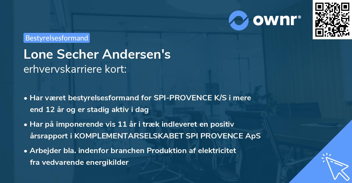 Lone Secher Andersen's erhvervskarriere kort