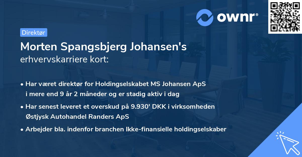 Morten Spangsbjerg Johansen's erhvervskarriere kort