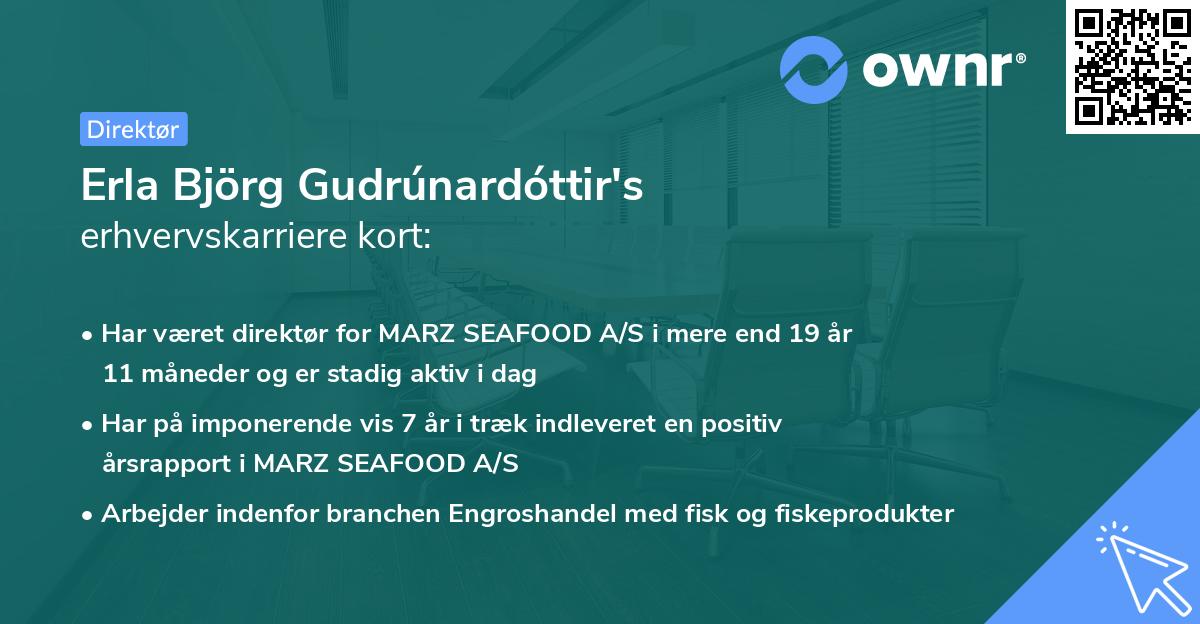 Erla Björg Gudrúnardóttir's erhvervskarriere kort