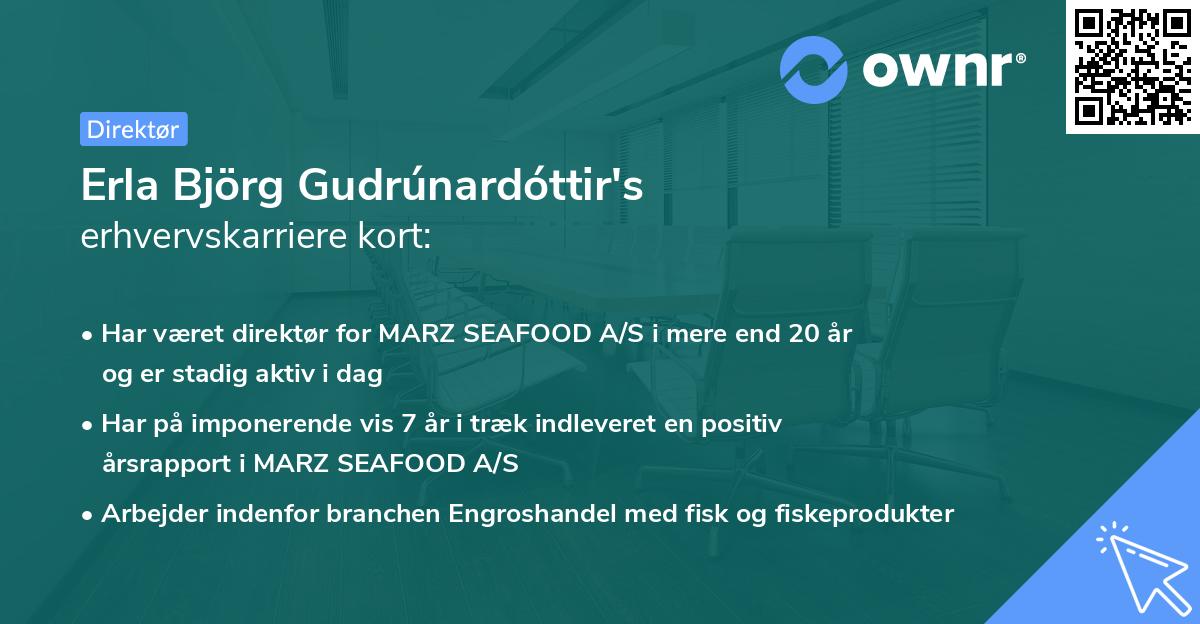 Erla Björg Gudrúnardóttir's erhvervskarriere kort