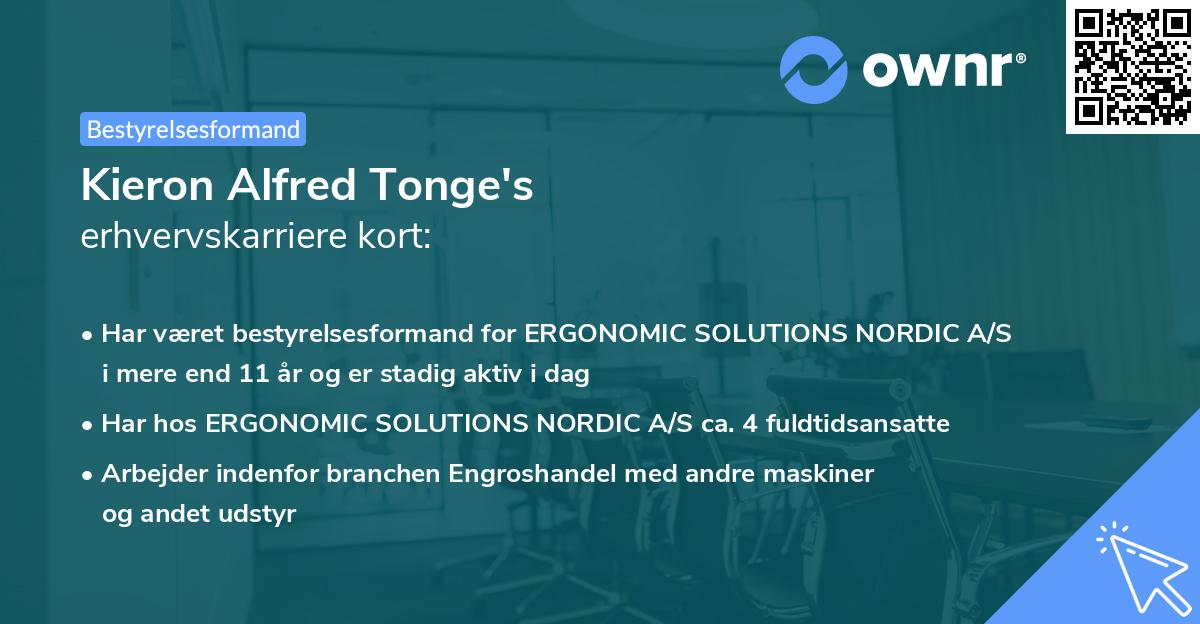 Kieron Alfred Tonge's erhvervskarriere kort