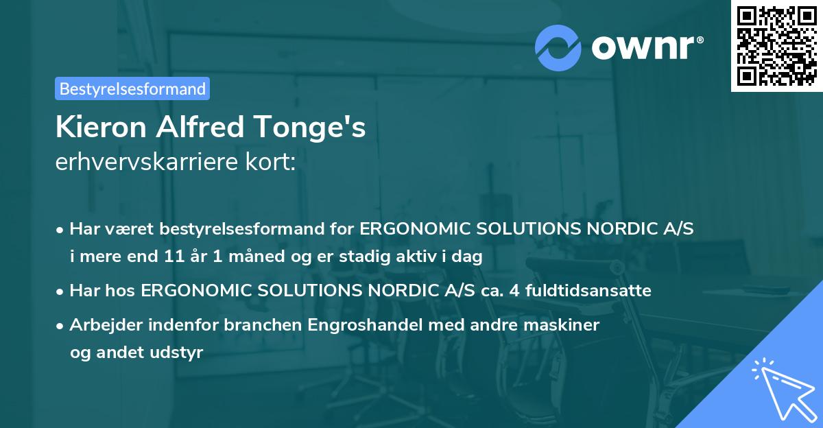 Kieron Alfred Tonge's erhvervskarriere kort