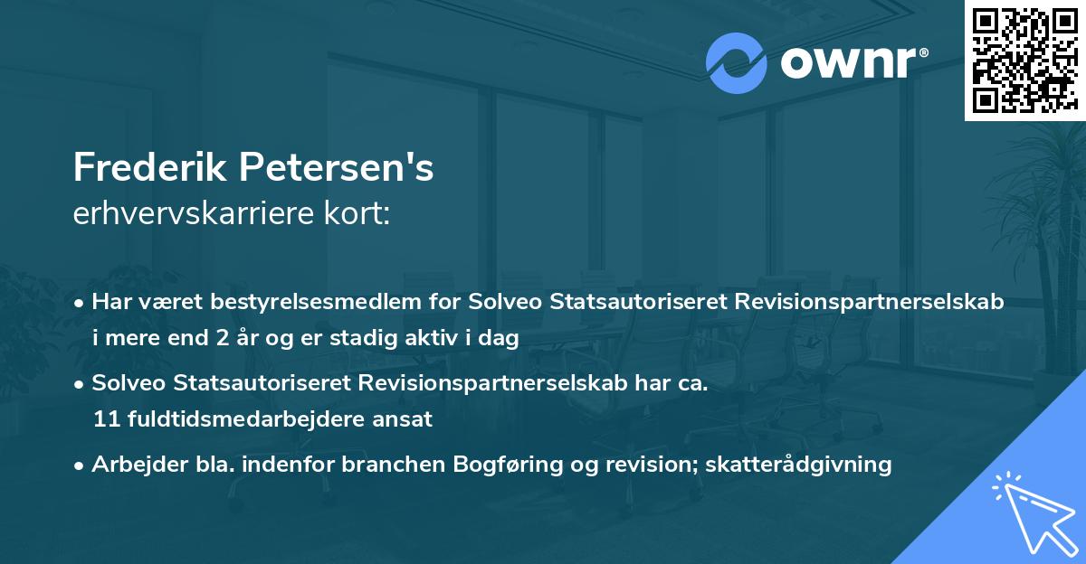 Frederik Petersen's erhvervskarriere kort