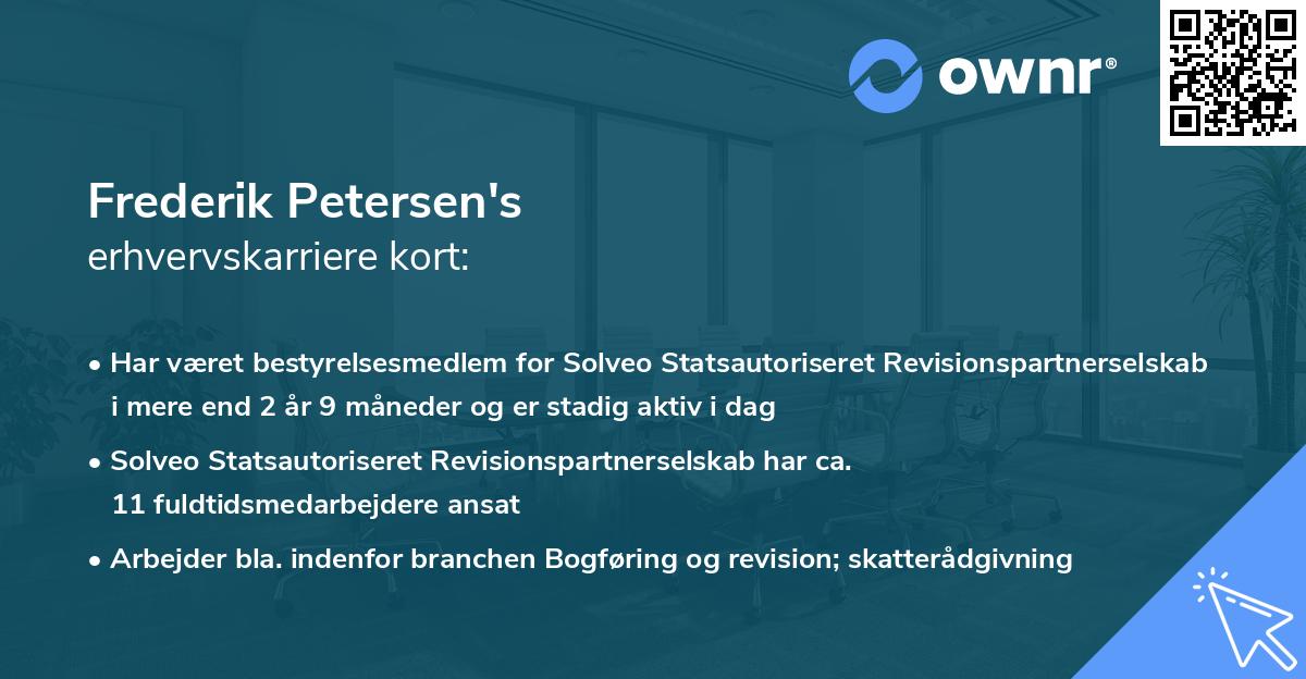 Frederik Petersen's erhvervskarriere kort