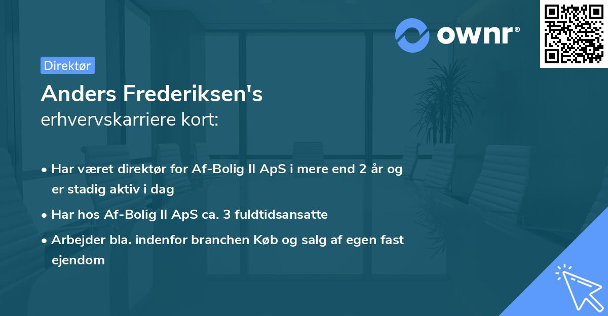 Anders Frederiksen's erhvervskarriere kort