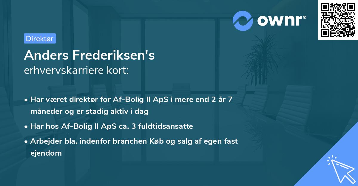 Anders Frederiksen's erhvervskarriere kort