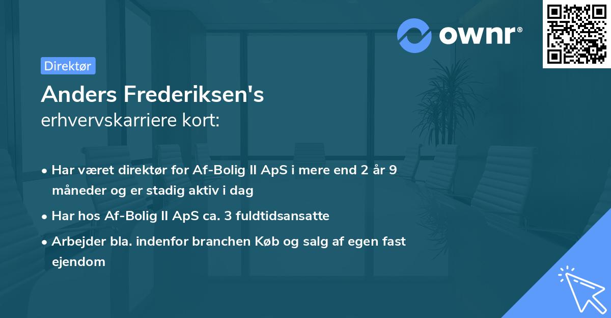 Anders Frederiksen's erhvervskarriere kort