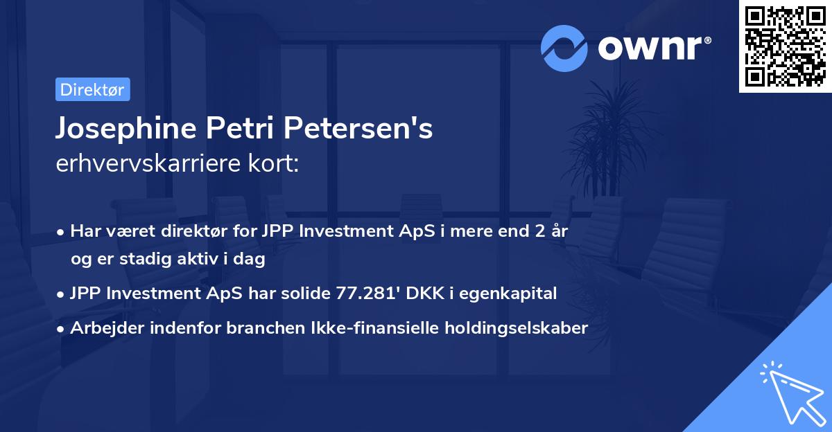 Josephine Petri Petersen's erhvervskarriere kort