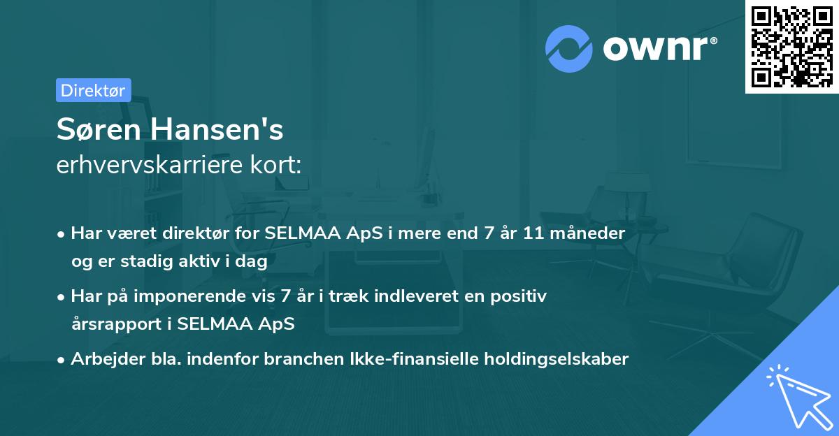 Søren Hansen's erhvervskarriere kort