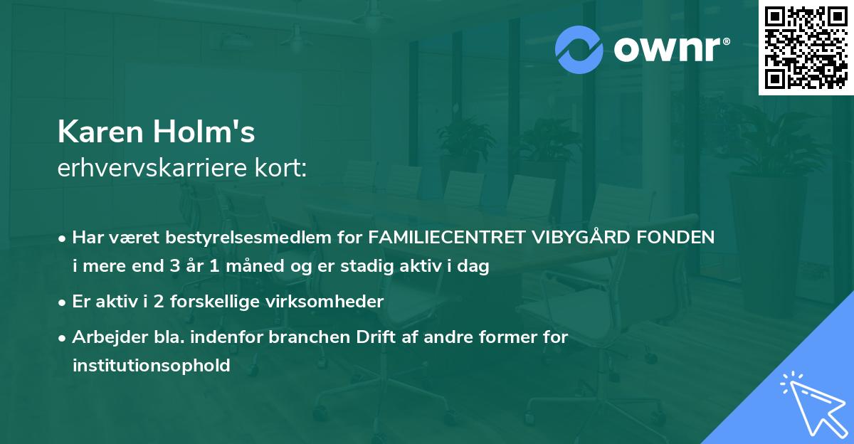 Karen Holm's erhvervskarriere kort