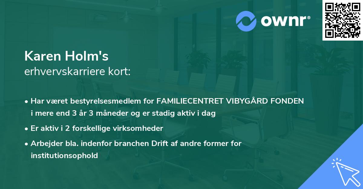 Karen Holm's erhvervskarriere kort