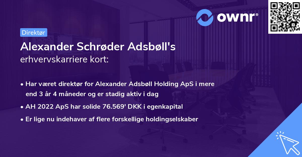 Alexander Schrøder Adsbøll's erhvervskarriere kort