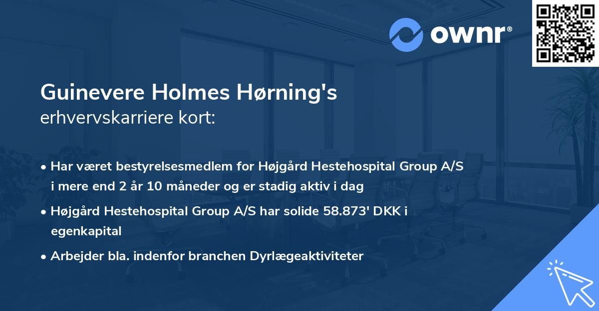 Guinevere Holmes Hørning's erhvervskarriere kort