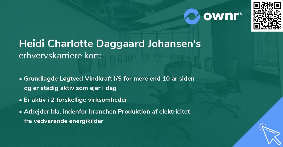 Heidi Charlotte Daggaard Johansen's erhvervskarriere kort