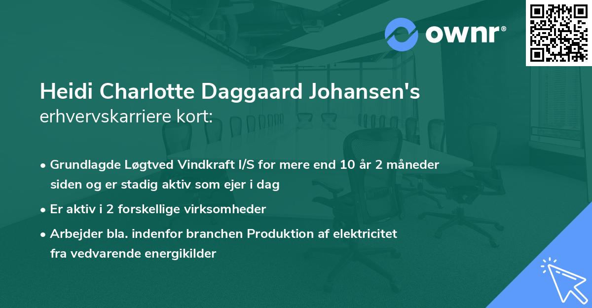 Heidi Charlotte Daggaard Johansen's erhvervskarriere kort