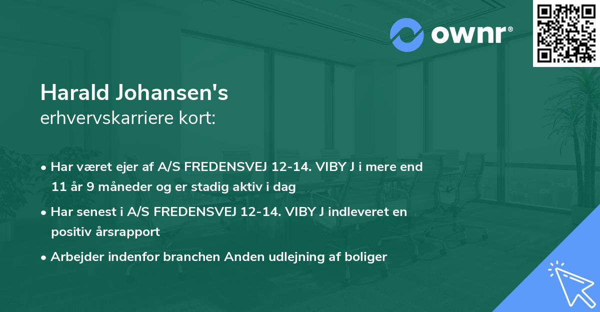 Harald Johansen's erhvervskarriere kort