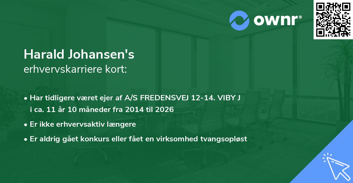 Harald Johansen's erhvervskarriere kort