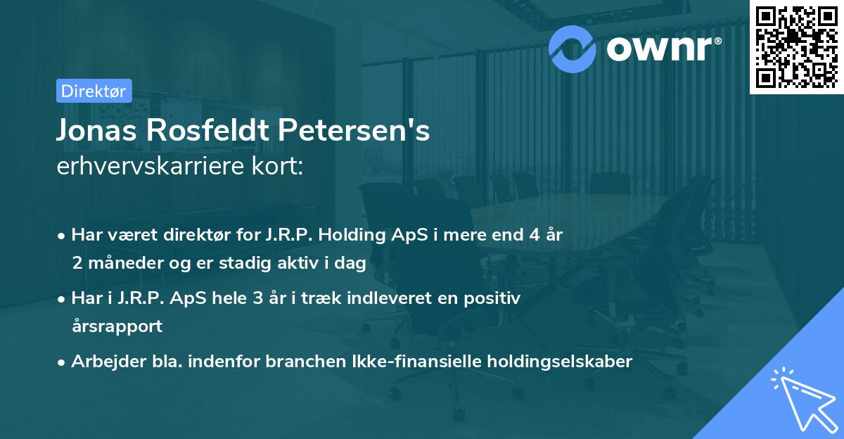 Jonas Rosfeldt Petersen's erhvervskarriere kort