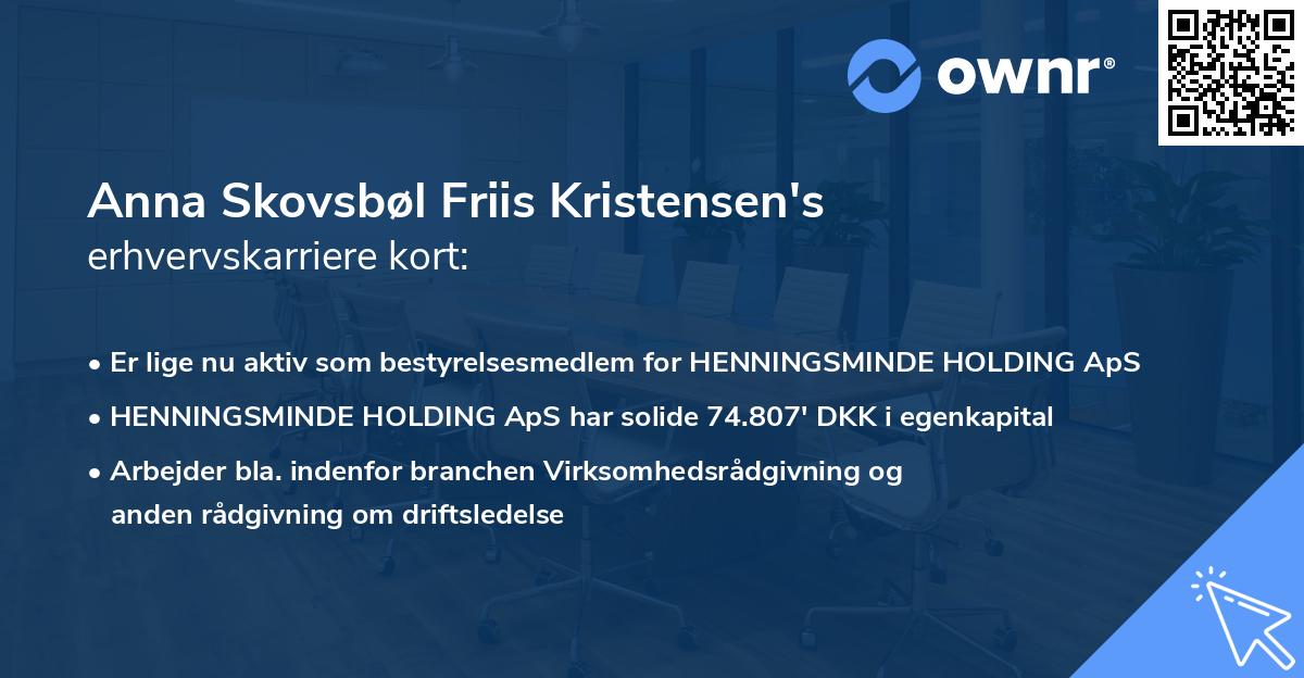 Anna Skovsbøl Friis Kristensen's erhvervskarriere kort