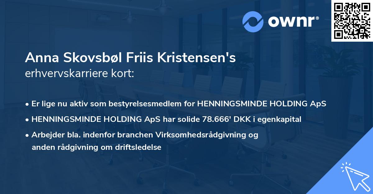 Anna Skovsbøl Friis Kristensen's erhvervskarriere kort