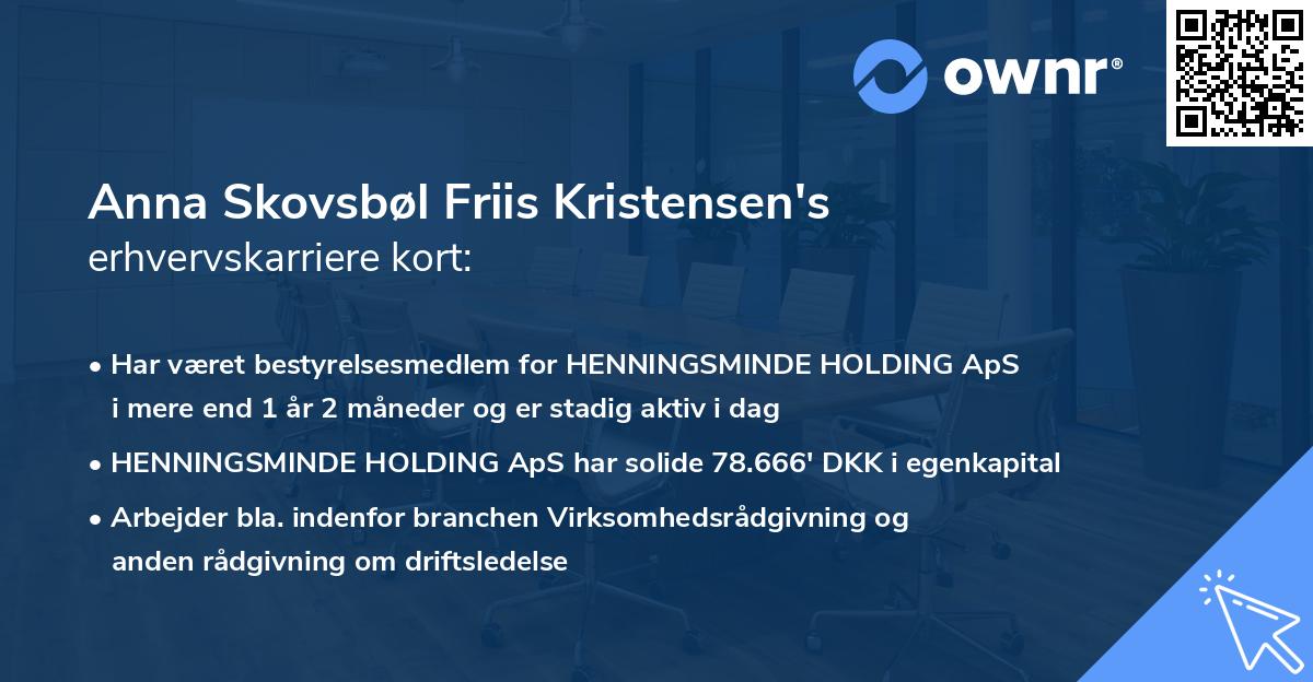 Anna Skovsbøl Friis Kristensen's erhvervskarriere kort