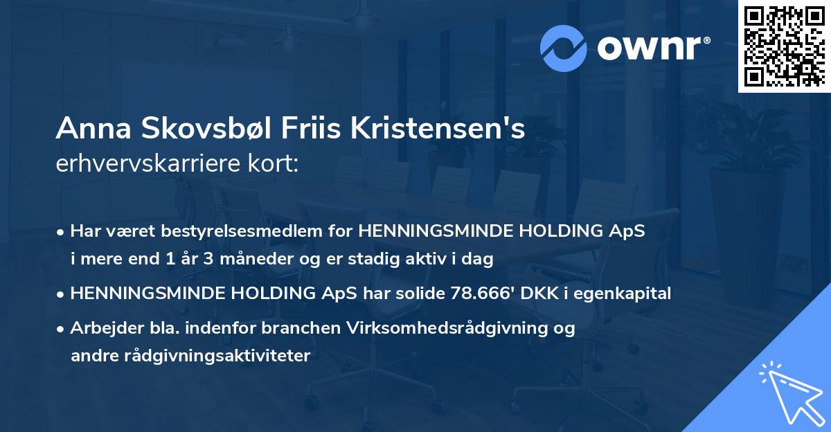 Anna Skovsbøl Friis Kristensen's erhvervskarriere kort