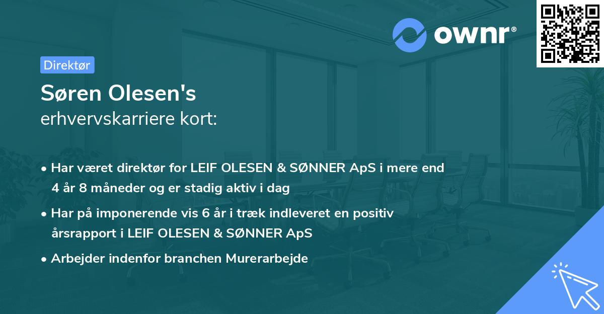 Søren Olesen's erhvervskarriere kort