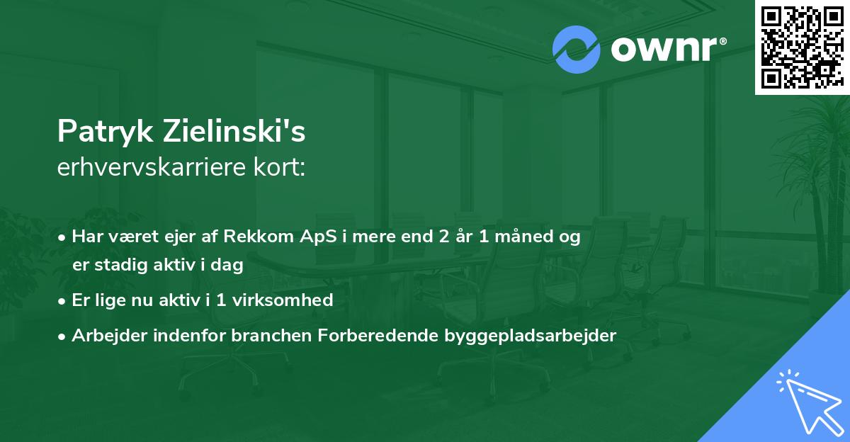 Patryk Zielinski's erhvervskarriere kort
