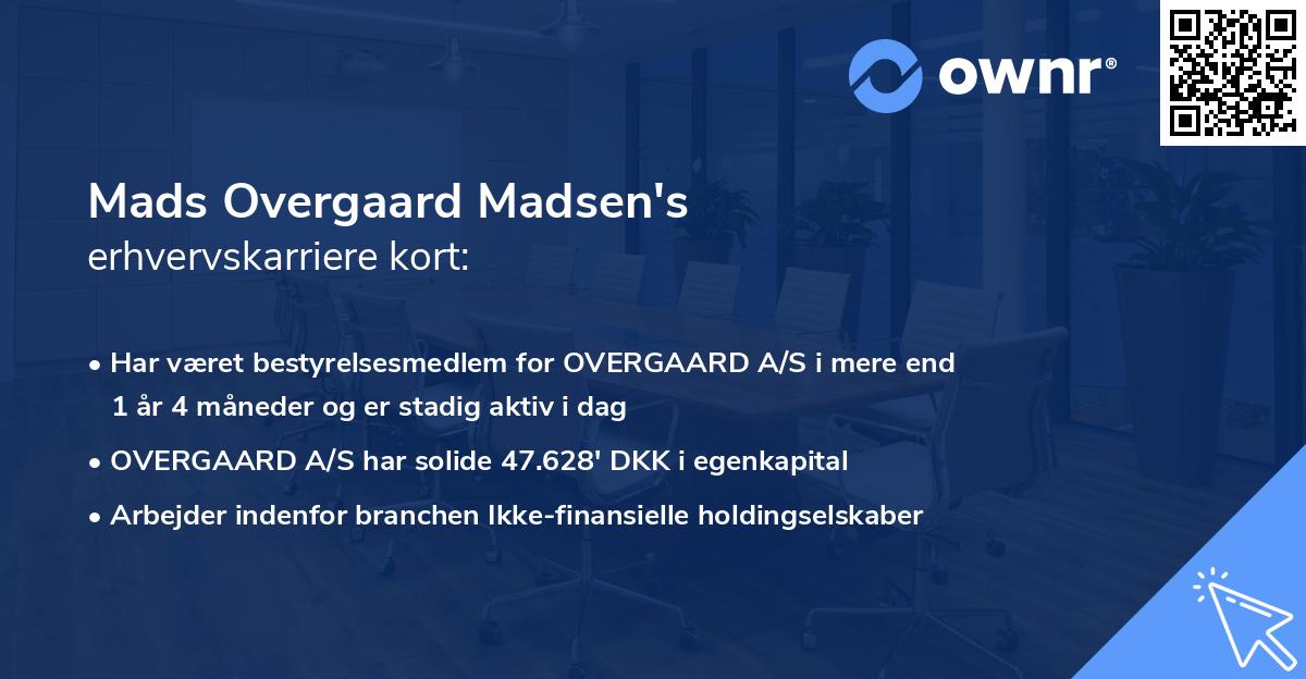 Mads Overgaard Madsen's erhvervskarriere kort